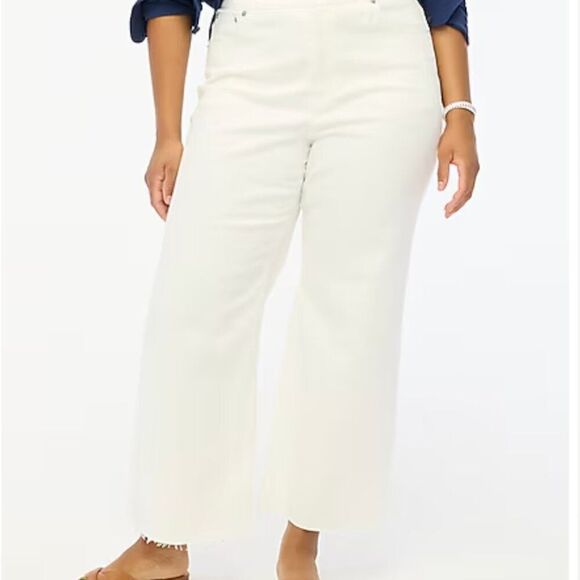 J. crew Factory Wide-leg crop jean stretch in seashell white NWT - Picture 5 of 16